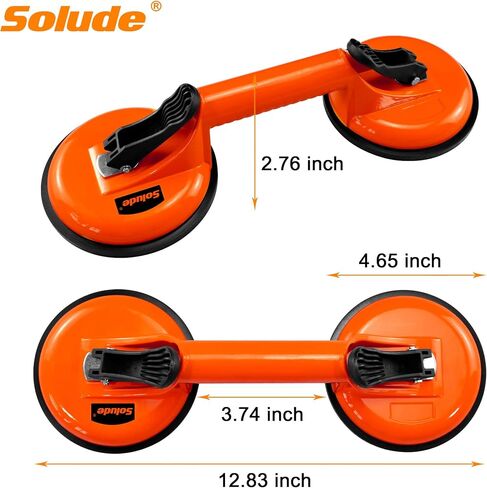 SOLUDE 2 Pack Glass Suction Cups,Aluminium Heavy Duty Vacuum Handle Glass Holder for Lifting Large Glass/Window/Tiles/Mirror/Granite/Floor Gap Fixer/Windshield Removal & Install Tool in Saudi Arabia