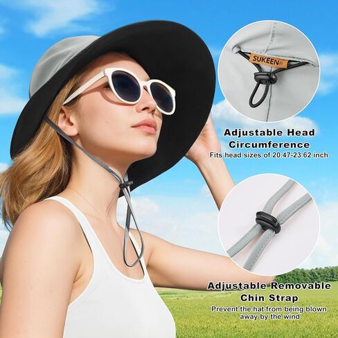 قبعات Sukeen ذات حافة واسعة للنساء والرجال، قبعات صيد مزدوجة الجوانب بعامل حماية من الأشعة فوق البنفسجية 50+ قبعة دلو تبريد للتنزه على الشاطئ في الهواء الطلق in Kuwait
