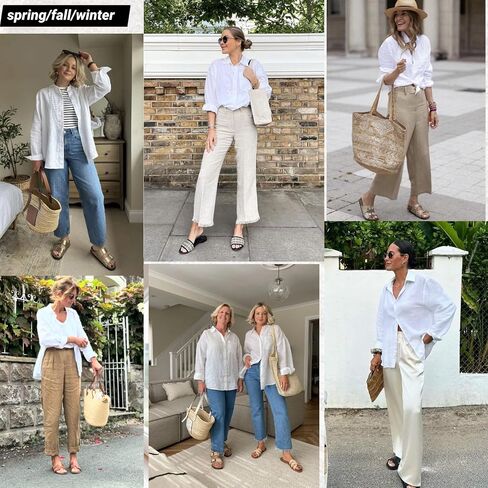 Zeagoo Womens Linen Button Down Shirts Long Sleeve Cotton Gauze Tops Casual Collared Blouses Loose Fit in Saudi Arabia