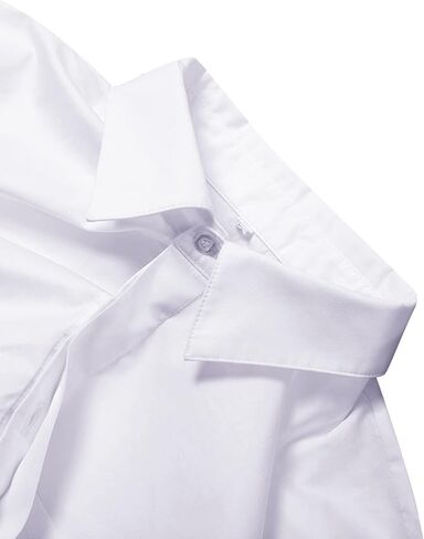 Remidoo Women's Asymmetrical Hem Long Sleeve Button Up Shirt Crop Top Blouse in Kuwait