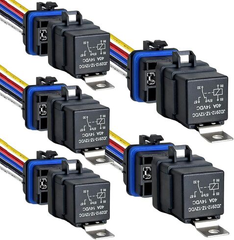 5 حزمة 40A 14V DC مرحل مقاوم للماء وتسخير أسلاك نحاسية شديدة التحمل 14 AWG 5-PIN SPDT مرحل للسيارة in Kuwait