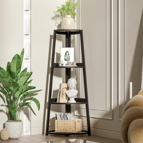 4 Tier Corner Shelf, Bamboo Corner Shelf White, 47" Tall Corner Ladder Bookshelf, Corner Ladder Shelf,Corner Shelving Unit for Bathroom, Bedroom, Living Room, Small Space Decor in Saudi Arabia