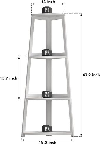 4 Tier Corner Shelf, Bamboo Corner Shelf White, 47" Tall Corner Ladder Bookshelf, Corner Ladder Shelf,Corner Shelving Unit for Bathroom, Bedroom, Living Room, Small Space Decor in Saudi Arabia