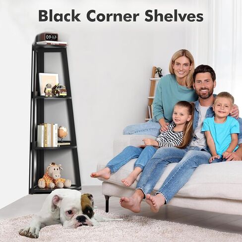4 Tier Corner Shelf, Bamboo Corner Shelf White, 47" Tall Corner Ladder Bookshelf, Corner Ladder Shelf,Corner Shelving Unit for Bathroom, Bedroom, Living Room, Small Space Decor in Saudi Arabia