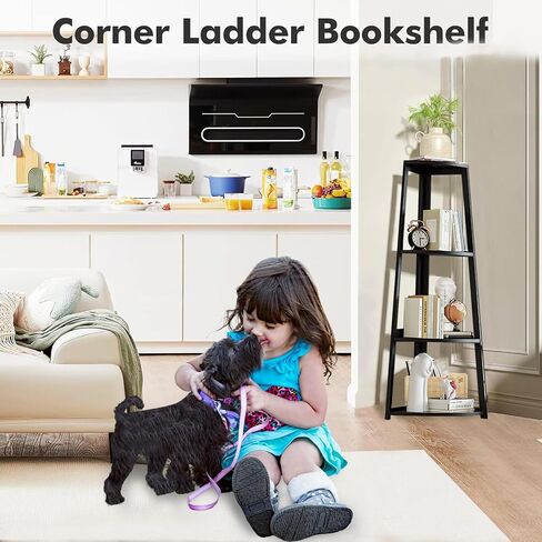 4 Tier Corner Shelf, Bamboo Corner Shelf White, 47" Tall Corner Ladder Bookshelf, Corner Ladder Shelf,Corner Shelving Unit for Bathroom, Bedroom, Living Room, Small Space Decor in Saudi Arabia