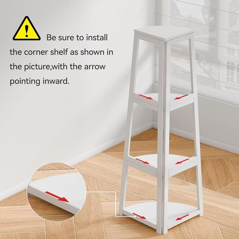 4 Tier Corner Shelf, Bamboo Corner Shelf White, 47" Tall Corner Ladder Bookshelf, Corner Ladder Shelf,Corner Shelving Unit for Bathroom, Bedroom, Living Room, Small Space Decor in Saudi Arabia