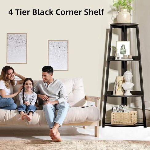 4 Tier Corner Shelf, Bamboo Corner Shelf White, 47" Tall Corner Ladder Bookshelf, Corner Ladder Shelf,Corner Shelving Unit for Bathroom, Bedroom, Living Room, Small Space Decor in Saudi Arabia