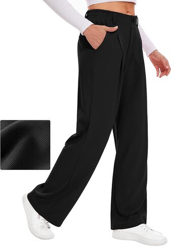 Desol Womens Wide Leg Work Pants Waffle Knit Dress Pants Stretchy High Waisted Slack Casual Palazzo Pants for Women in Saudi Arabia