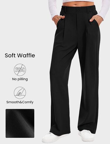 Desol Womens Wide Leg Work Pants Waffle Knit Dress Pants Stretchy High Waisted Slack Casual Palazzo Pants for Women in Saudi Arabia