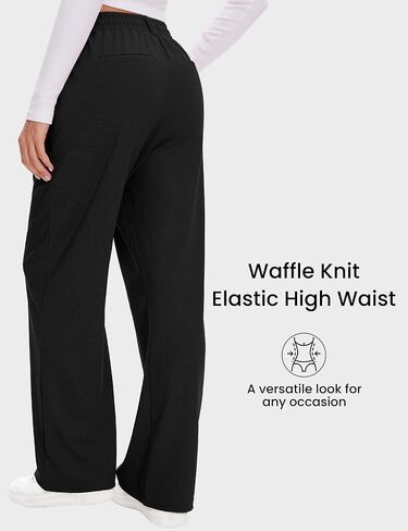 Desol Womens Wide Leg Work Pants Waffle Knit Dress Pants Stretchy High Waisted Slack Casual Palazzo Pants for Women in Saudi Arabia