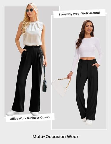 Desol Womens Wide Leg Work Pants Waffle Knit Dress Pants Stretchy High Waisted Slack Casual Palazzo Pants for Women in Saudi Arabia