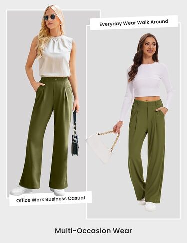 Desol Womens Wide Leg Work Pants Waffle Knit Dress Pants Stretchy High Waisted Slack Casual Palazzo Pants for Women in Saudi Arabia