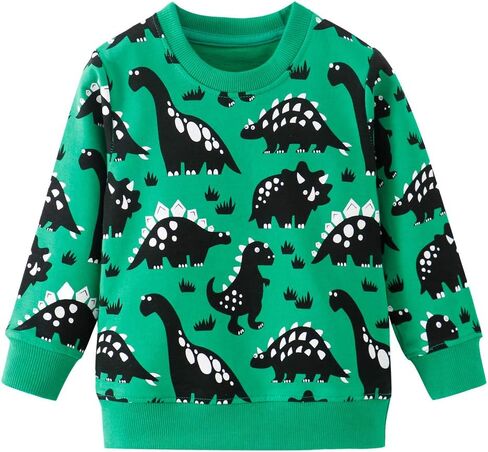 AMIYAN Toddler Boys Sweatshirts Cotton Long Sleeve Pullover Girls Crewneck Tops Cartoon Sport Shirts for Kids 2-6Y in Saudi Arabia