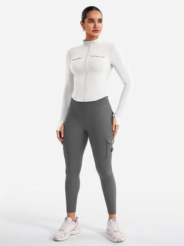 YEOREO Womens Workout Jackets Cropped Full Zip Up Athletic Jackets Arsene Slim Fit Yoga Running Cargo Tops with Thumb Holes in Saudi Arabia