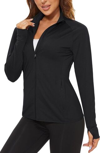 TACVASEN Women's Athletic Jackets Lightweight UV Protection Shirts Full Zip Workout Jacket UPF 50+ Long Sleeve Sun Shirt in Saudi Arabia