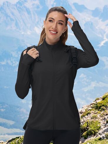 TACVASEN Women's Athletic Jackets Lightweight UV Protection Shirts Full Zip Workout Jacket UPF 50+ Long Sleeve Sun Shirt in Saudi Arabia