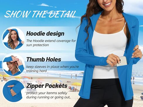 TACVASEN Women's Sun Hoodies Lightweight Jacket for Women Zip Up UPF 50+ UV Shirt Long Sleeves in Saudi Arabia