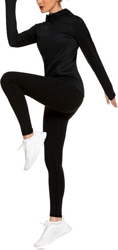 COOrun Women's UPF 50+ Sun Protection Hoodie Jacket Lightweight Full Zip Running Jacket Athletic Jacket with Thumb Holes in Kuwait