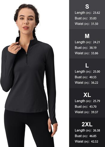MAGCOMSEN Womens 1/4 Quarter Zip Workout Pullover Thermal Running Jackets with Pockets Athletic Long Sleeve Shirts Base Layer in Saudi Arabia