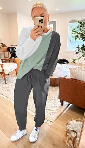 ETCYY NEW Lounge Sets for Women Two Piece Outfits Sweatsuits Sets Long Pant Loungewear Workout Athletic Tracksuits in Saudi Arabia