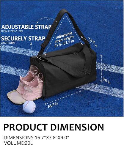 Small Gym Bag for Women with Shoes Compartment, Stylish Duffle Travel Bag for Plane, Lightweight Duffle Bag for Women & Men, Sport Gym Tote Bag with Wet Pocket for Yoga, Pilates, Swimming in Saudi Arabia