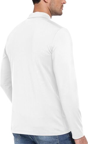 MoFiz Lightweight Men's Long Sleeve Polo Shirts Quarter Zipper Pullover Men's Polo Shirts in Saudi Arabia