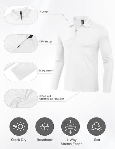 MoFiz Lightweight Men's Long Sleeve Polo Shirts Quarter Zipper Pullover Men's Polo Shirts in Saudi Arabia