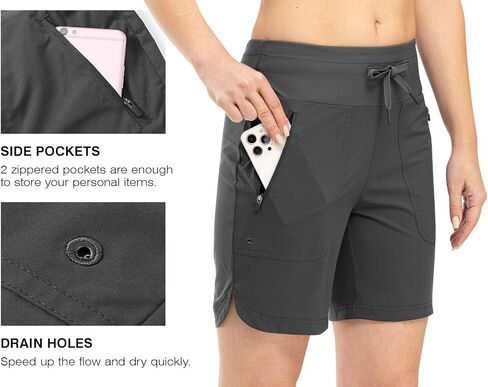 Rdruko Women's Swim Board Shorts with Liner 7" High Waisted UPF 50+ Beach Trunks Shorts in Saudi Arabia
