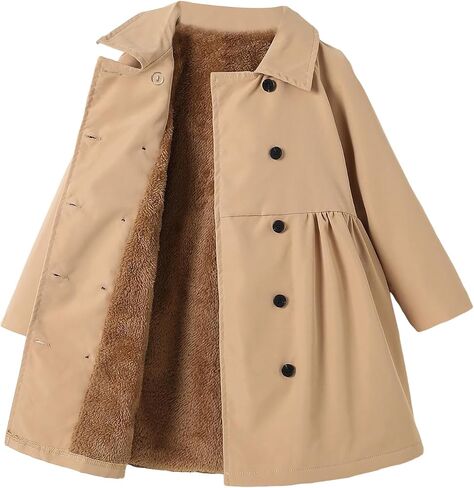 SOLY HUX Toddler Girl's Double Breasted Long Sleeve Trench Coat Teddy Lined Outerwear Winter Pea Coats in Saudi Arabia