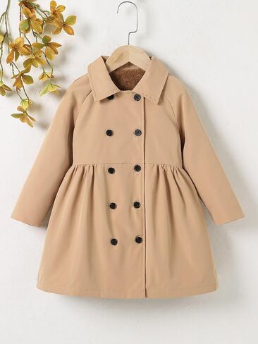 SOLY HUX Toddler Girl's Double Breasted Long Sleeve Trench Coat Teddy Lined Outerwear Winter Pea Coats in Saudi Arabia