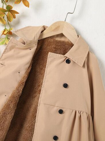SOLY HUX Toddler Girl's Double Breasted Long Sleeve Trench Coat Teddy Lined Outerwear Winter Pea Coats in Saudi Arabia