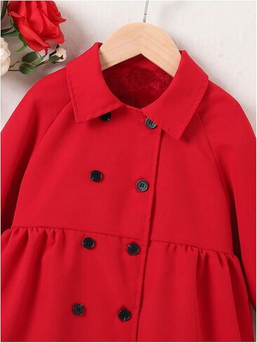 SOLY HUX Toddler Girl's Double Breasted Long Sleeve Trench Coat Teddy Lined Outerwear Winter Pea Coats in Saudi Arabia