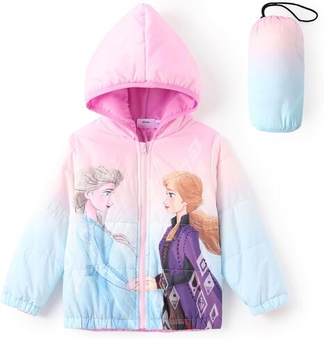 ديزني فروزن إلسا الأميرة بيل موانا ميني طفل فتاة سترة منتفخة خفيفة الوزن قابلة للحزم معطف الشتاء الدفء 2-10 سنوات in Kuwait