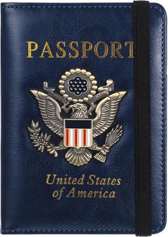 Leather Passport Cover, RFID Passport Holder, Waterproof Leather Travel Wallet with Card Slot, Travel Document Organizer with Credit Card and Vaccine Card Slot in Saudi Arabia