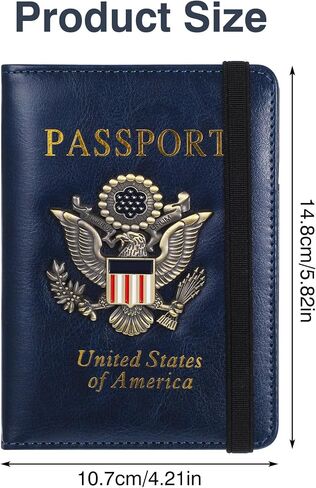 Leather Passport Cover, RFID Passport Holder, Waterproof Leather Travel Wallet with Card Slot, Travel Document Organizer with Credit Card and Vaccine Card Slot in Saudi Arabia