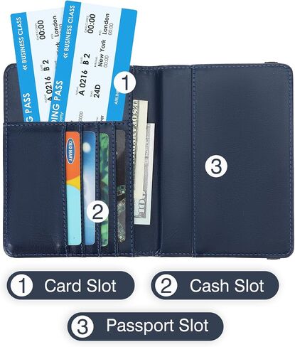 Leather Passport Cover, RFID Passport Holder, Waterproof Leather Travel Wallet with Card Slot, Travel Document Organizer with Credit Card and Vaccine Card Slot in Saudi Arabia