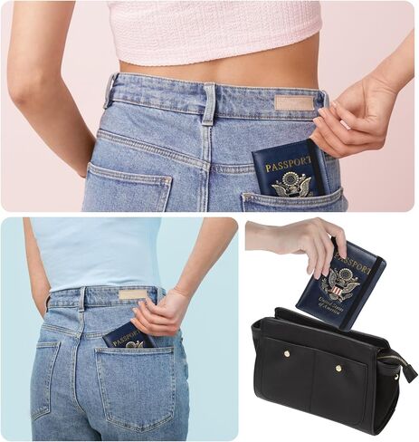 Leather Passport Cover, RFID Passport Holder, Waterproof Leather Travel Wallet with Card Slot, Travel Document Organizer with Credit Card and Vaccine Card Slot in Saudi Arabia