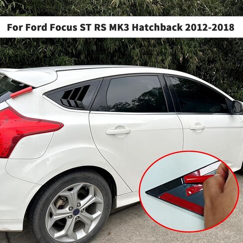 for Ford Focus ST RS MK3 SE Hatchback 2012-2018 Sporty Car Auto Exterior Rear Side Window Louvers Air Vent Scoop Shades Cover Glass Trim Blinds (Glossy Black) in Kuwait