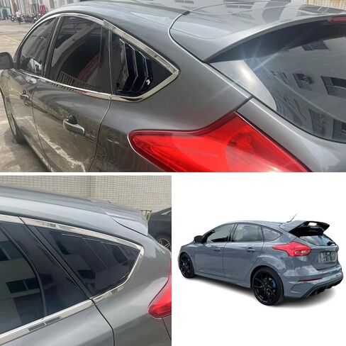 for Ford Focus ST RS MK3 SE Hatchback 2012-2018 Sporty Car Auto Exterior Rear Side Window Louvers Air Vent Scoop Shades Cover Glass Trim Blinds (Glossy Black) in Kuwait