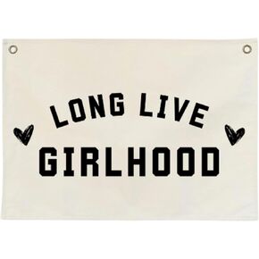 Long Live Girlhood Polyester Banner, Kids Flag, Kids Room Decor, Playroom Decor, Photo Backdrop