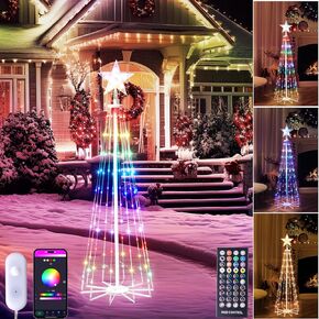 Smart Christmas Tree Lights, 4Ft 110 LEDs Outdoor Christmas Cone Tree Lights Music Sync with APP Control, DIY 16 Million Colors Changing Prelit Artificial Tree Lights for Indoor Christmas Decoration