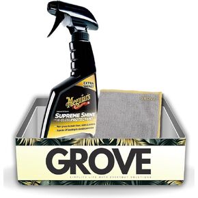 Supreme Shine Auto Surface Protector Spray 16 oz Bundle with Microfiber Cloth - High-Gloss Car Shine - UV Protection for Vinyl, Rubber & Plastic - Car Interior Detailer Spray Protectant - (2 Items)