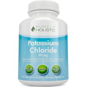 Potassium Supplement 365 Tablets 1 Year Supply - Potassium Chloride 99mg Tablets - Supports Healthy Blood Pressure & Muscle Function - Vegetarian and Non GMO