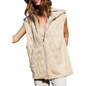 Kedera Women's Oversized Puffer Vests Sleeveless Fall Jacket Hooded Vest 2024 Casual Warm Winter Coats Trendy Outerwear