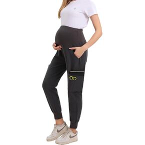 Maternity Scrub Jogger Pants for Women Pregnant Doctor Uniform Pant Nurse Scrub w/ 6 Pockets