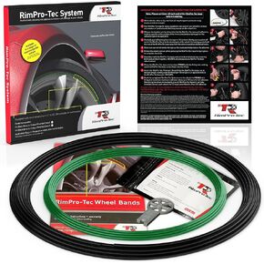 Rimpro-Tec Wheelbands Rim Protectors for Car Wheels Protection and Decor, Suitable for Tesla 4mm Flat Edge and All Other Cars, Easy-to-Install Fit from 12'' to 22'‘ Base: Black, Inner: Silver