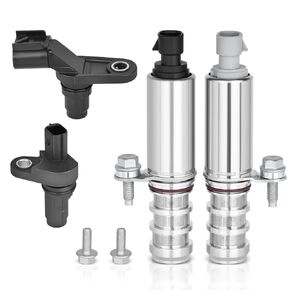 Intake & Exhaust Camshaft Position Actuator with Camshaft Sensor+Engine Crankshaft Sensor Kit Compatible with Buick、GMC、Pontiac、Chevrolet、Saab、Saturn#OE 12655420 12655421 12577245 907-799 917-720