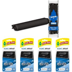 Little Trees Car Air Freshener | Vent Wrap Provides Long-Lasting Scent, Invisibly Fresh! | New Car Scent, 16 count, (4) 4-Packs