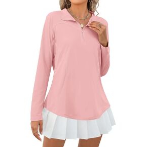 Micoson Womens Long Sleeve Shirts Sun Protection Quarter Zip Pullover Lightweight Athletic Golf Hiking Shirts Tops