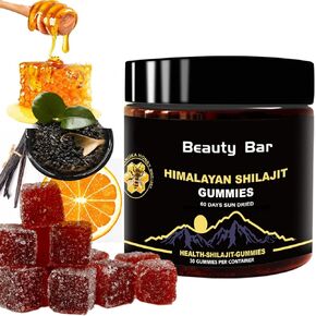 Organic Shilajit Gummies, Cane Sugar Free，Sweetened by Organic Manuka Honey，Clean Formula|，Boosts Energies and Immune, Boosts Heart＆Brain Healthy，30 Healthy Gummies